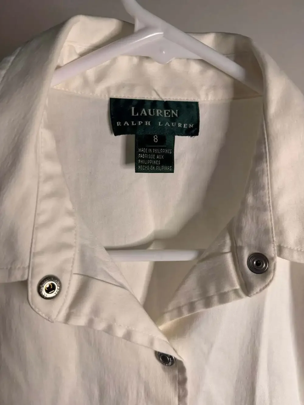 Lauren Ralph Lauren‎ White Button-Down Denim Shirt Jacket Size 8